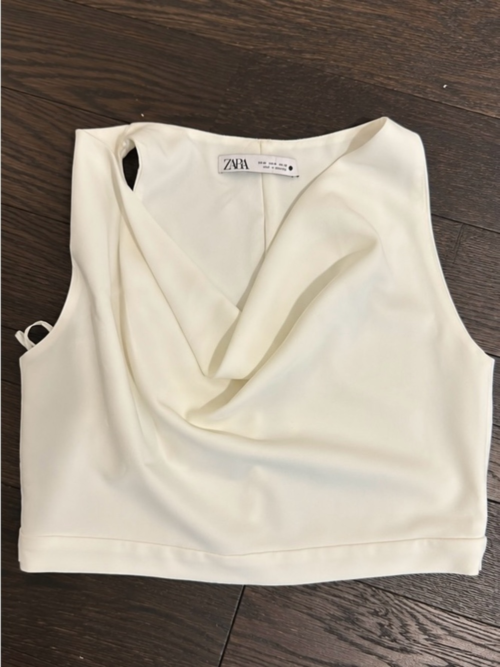 Zara Cream Draped Neck Sleeveless Camisole